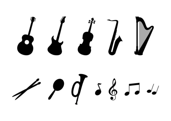 Icon Set Vektor für Musikinstrumente — Stockvektor