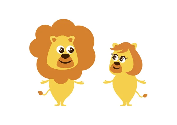 Ilustração vetorial de casal de leões —  Vetores de Stock