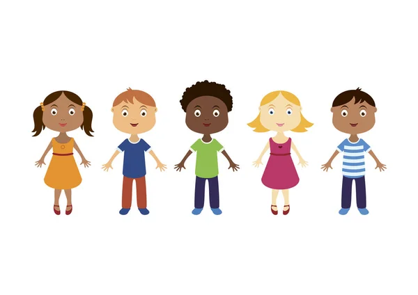 Szczęśliwe dzieci z różnych ras wektor — Wektor stockowy