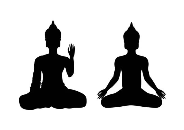 Sitting Buddha black silhouette — Stock Vector