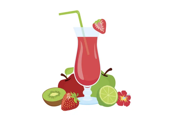 Fresa Apple Smoothie vector — Archivo Imágenes Vectoriales