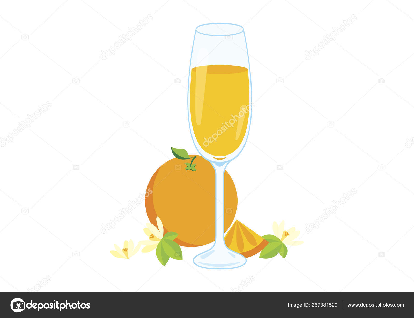 Mimosa cocktail glass drink line icon Royalty Free Vector