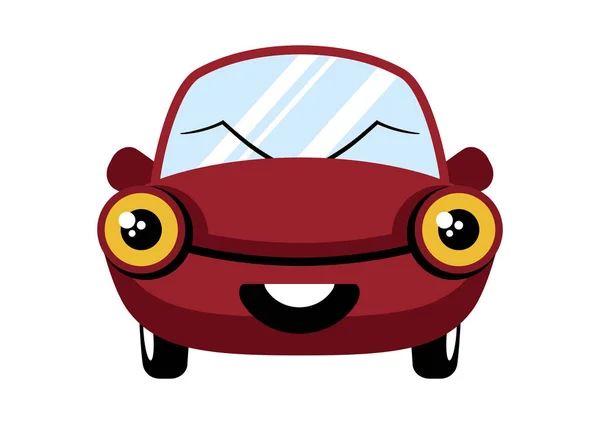 Mutlu kırmızı araba çizgi film karakteri — Stok Vektör
