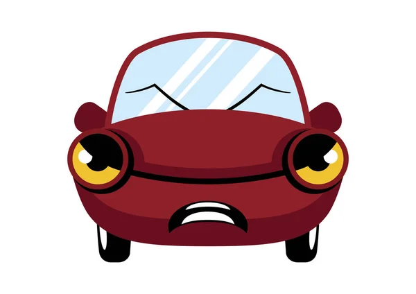 Arrabbiato personaggio cartone animato auto rossa — Vettoriale Stock