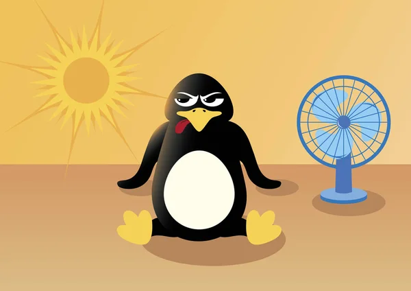 Pinguïn in de zomer vector — Stockvector