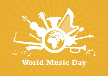 Müzik aletleri vektörüyle Dünya Müzik Günü
