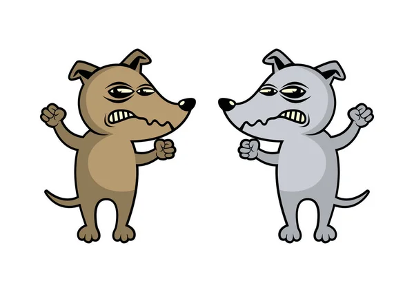 Dos perros enojados vector ilustración — Archivo Imágenes Vectoriales