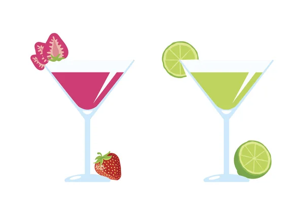 Frutas Alcoólicas Cocktails Bebidas vector —  Vetores de Stock