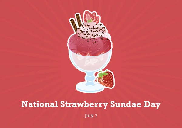 National Strawberry Sundae dzień wektor — Wektor stockowy