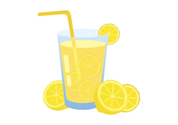 Verre de limonade avec vecteur citrons — Image vectorielle