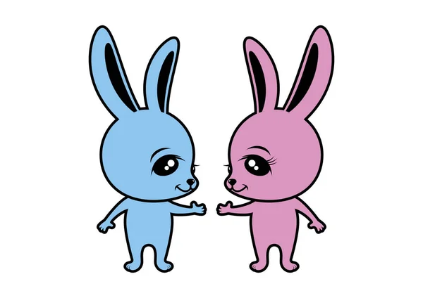 Пара милых векторов кроликов — стоковый вектор