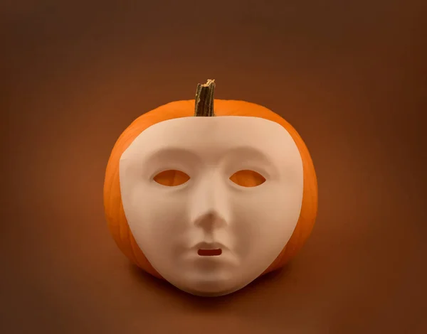 Halloween Pumpkin Scary Mask Stock Images Creepy Halloween Pumpkin Dark — Stock Photo, Image