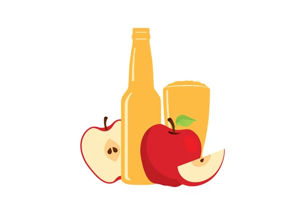 Äppelciderikon Vektor Färska Äpple Dryck Ikon Vektor Apple Cider Ikonen — Stock vektor