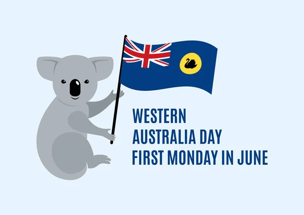 Vetor Dia Austrália Ocidental Koala Com Vetor Bandeira Austrália Ocidental —  Vetores de Stock