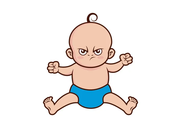 Angry Baby Boy Icon Vector Angry Sitting Child Cartoon Character — Stock Vector