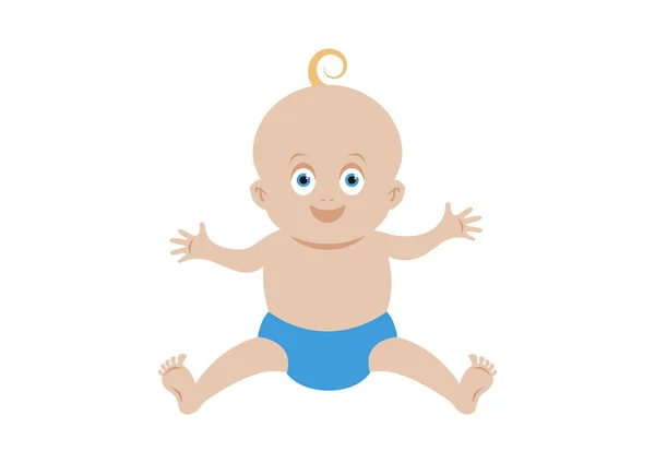 Cute Caucasian Baby Boy Icon Vector Happy Sitting Child Cartoon — Stock Vector