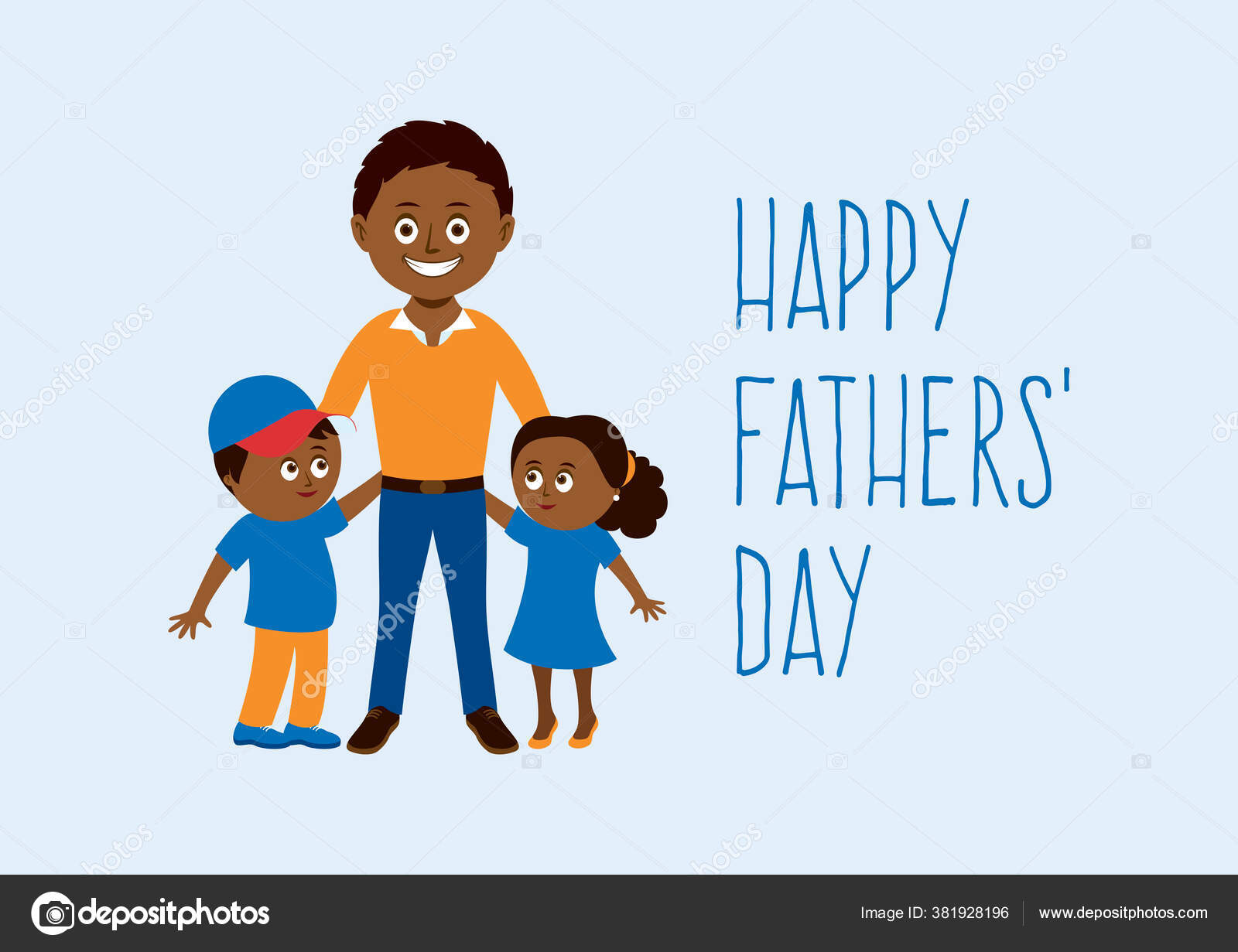 Happy Fathers' Day Happy African American Family Vector Cheerful Dad Stock  Vector Image by ©Betka82 #381928196