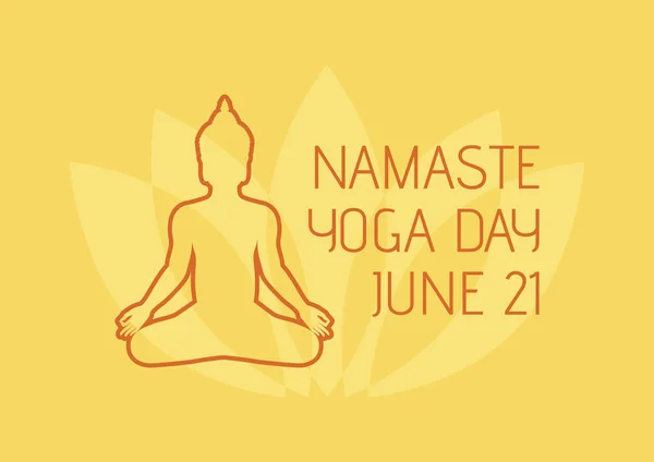Namaste Yoga Day Vecteur Homme Position Yoga Silhouette Méditer Homme — Image vectorielle