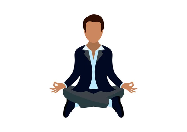 Homme Affaires Position Yoga Icône Vecteur Méditer Vecteur Icône Homme — Image vectorielle