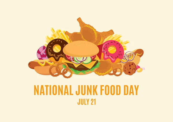 Vetor Dia Nacional Alimentação Lixo Vetor Ícone Fast Food Pilha — Vetor de Stock