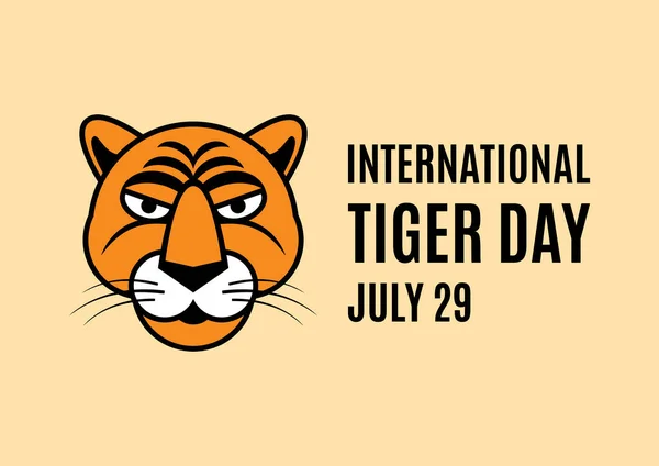 Internationale Tijgerdag Vector Tiger Hoofd Icoon Vector Feline Beest Eenvoudige — Stockvector