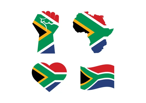 South African Flag Various Shape Icon Set Vector Flag South — Stock Vector