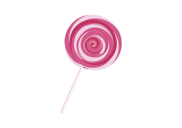 Pink White Spiral Lollipop Icon Vector Strawberry Lollipop Icon Isolated — Stock Vector