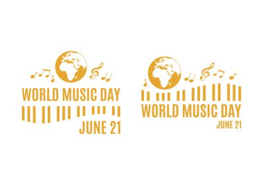Dünya Müzik Günü simgesi belirleme vektörü. Dünya Müzik Günü turuncu simgesi beyaz bir arkaplanda izole edildi. Music Day Poster, 21 Haziran. Önemli bir gün.