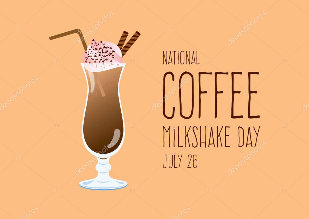 National Coffee Milkshake Day vector. Vector de bebida de café helado
