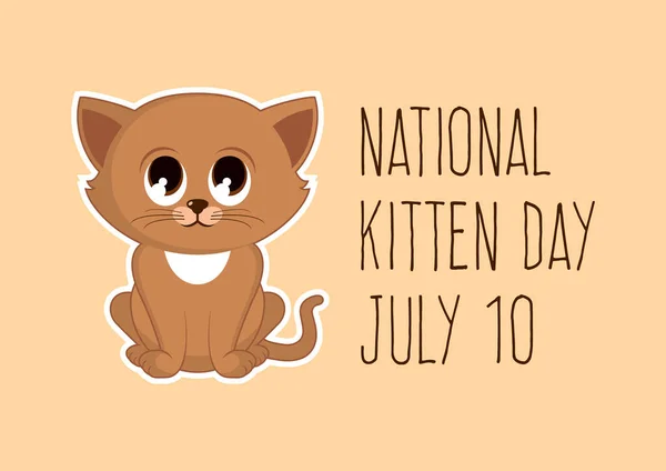 Nationale Kitten Dag Vector Schattige Roestige Kitten Icoon Vector Super — Stockvector