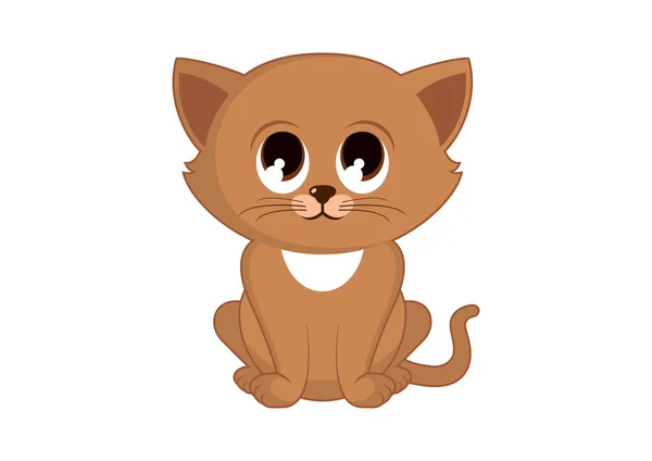 Heel Schattig Bruin Klein Katje Icoon Vector Schattige Roestige Kat — Stockvector