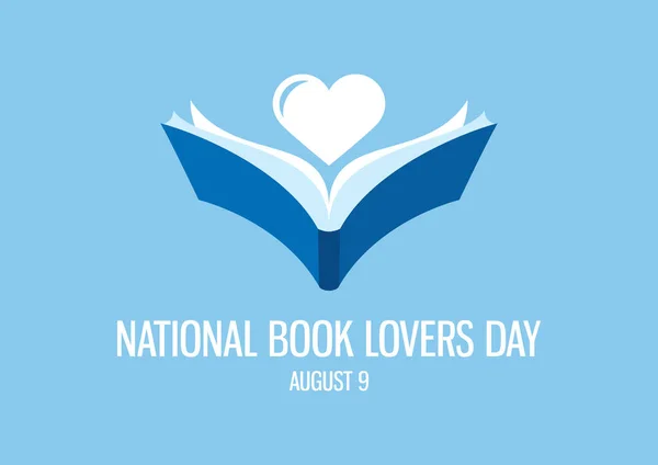 National Book Lovers Day Vector Libro Abierto Con Vector Cardíaco — Vector de stock