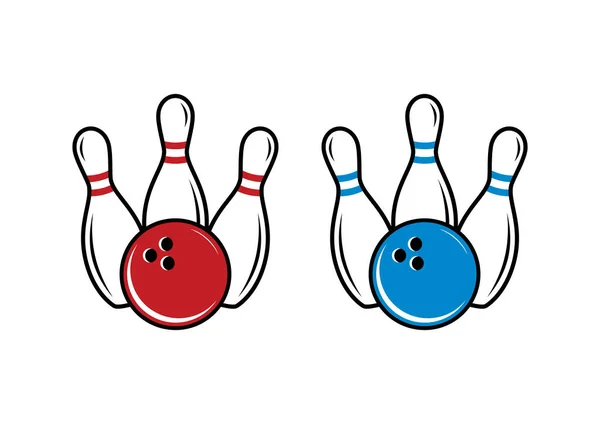 Bowling Pins Ball Icon Set Vector Three Bowling Pins Ball — Stock Vector