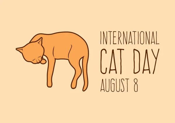 Internationale Kattendag Vector Slapende Bruine Kat Icoon Vector Leuke Kat — Stockvector