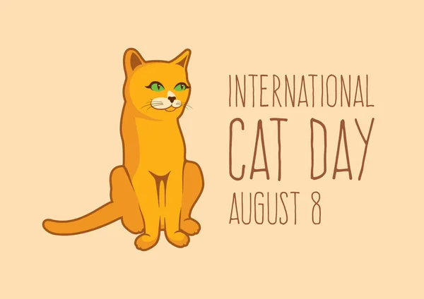 Día Internacional Del Gato Vector Sentado Gato Marrón Icono Vector — Archivo Imágenes Vectoriales