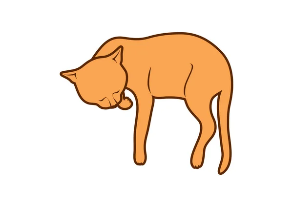 Dormir Marrón Gato Doméstico Icono Vector Lindo Gato Rojo Acostado — Archivo Imágenes Vectoriales