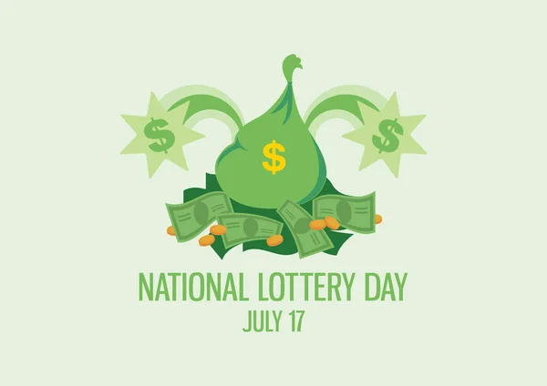 Vetor Dia Nacional Loteria Saco Dinheiro Colocado Pilha Dinheiro Vetor — Vetor de Stock