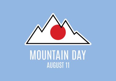 Japonya 'da Dağ Günü vektörü. Japon bayrağı soyut ikon vektörlü bir dağ. Dağ Günü Posteri, 11 Ağustos. Önemli bir gün.