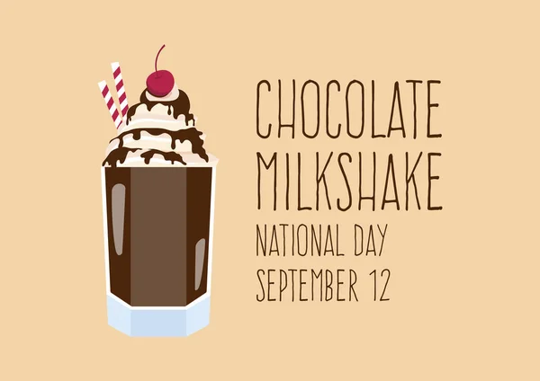 National Chocolate Milkshake Day Vector Glass Milkshake Icon Vector Chocolate — Stock Vector