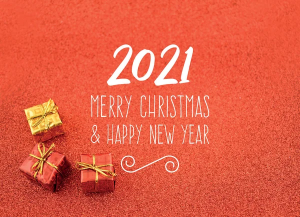 2021 Feliz Natal Feliz Ano Novo Fundo Festivo Vermelho Com — Fotografia de Stock