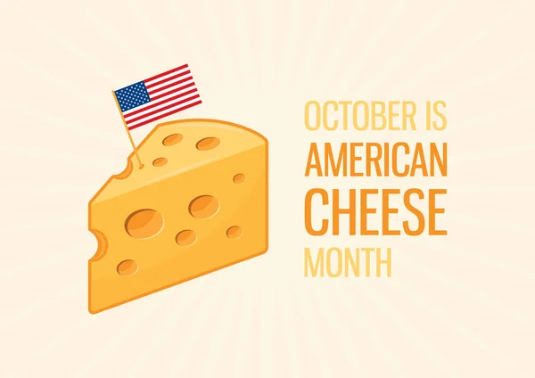 Октябрь Вектор Месяца Американского Сыра Кусок Сыра Вектором Американского Флага — стоковый вектор