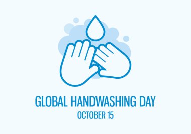 Küresel Yıkama Günü vektörü. Elleri yıkama ikon vektörü. Sabun köpüğü olan eller silueti. Yıkama Günü Posteri, 15 Ekim. Önemli bir gün.