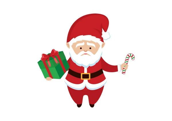 Netter Weihnachtsmann Mit Geschenkbox Und Zuckerstangen Symbol Vektor Netter Weihnachtsmann — Stockvektor
