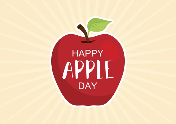Feliz Vector Del Día Apple Una Manzana Roja Con Icono — Vector de stock