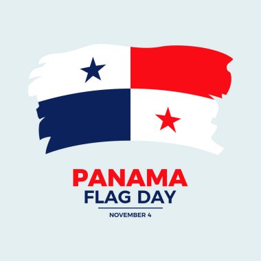 Panama Bayrak Günü poster çizimi. Panama ikon vektörünün Grunge bayrağı. Boya fırçası Panama Bayrağı sembolü. Arkaplan, afiş, kart şablonu. Her yıl 4 Kasım 'da. Önemli bir gün.