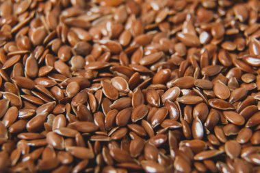 Keten tohumu yemek arka plan. Makro fotoğraf. Superfood sağlık ve uzun ömür için. 