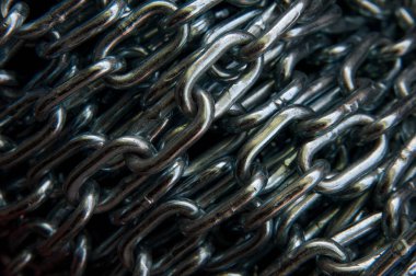 Arkaplan için metal zincir dokusu - makro fotoğraf.