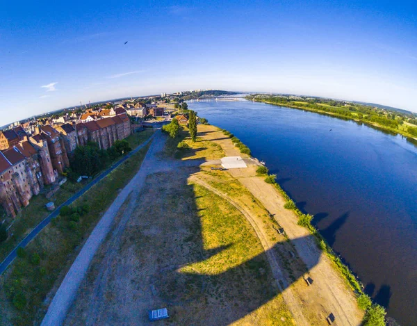 Vue Fisheye Panorama Vieille Ville Grudziadz — Photo