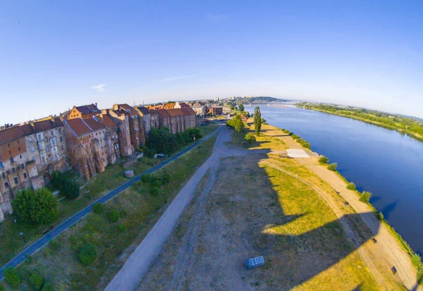 Rybie Oko Widok Stary Panorama Miasta Grudziadz — Zdjęcie stockowe