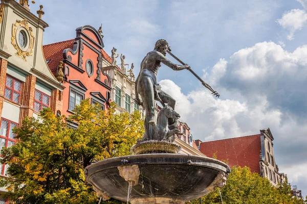 Fontein Met Standbeeld Van Neptun Oude Stadsplein Poznan Polen — Stockfoto